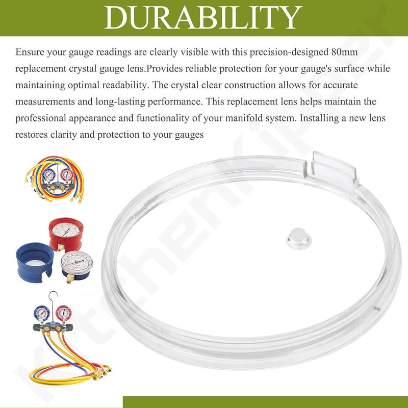 KitchenKipper 2 Pack 49100 80 mm Replacement Crystal Gauge Lens for Brute II Manifolds, Compatible with Ye-llow Jacket (Red or Blue) - Image 3